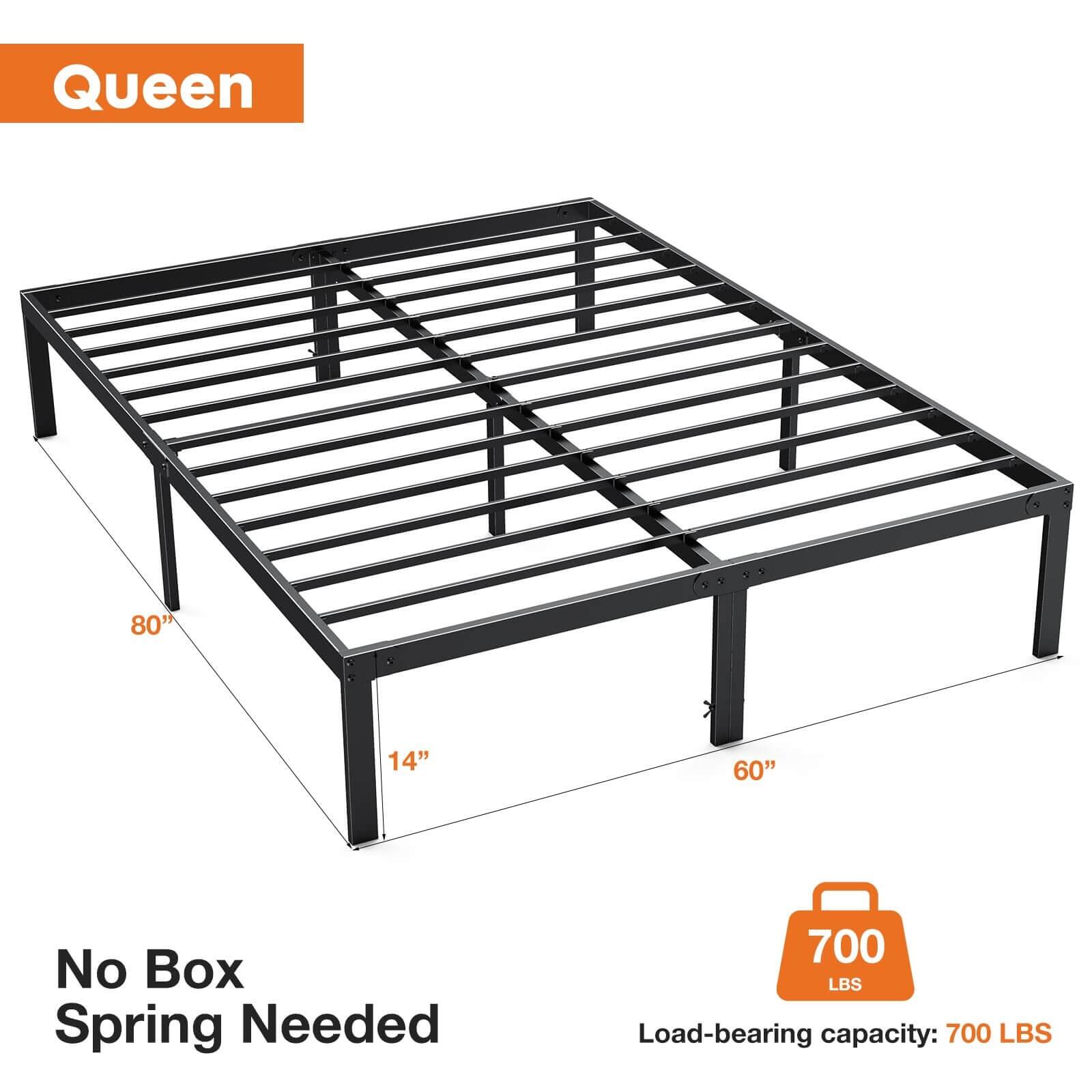 Queen Size Minimalist Open Bed Frame Metal Platform Bed Frame with 12